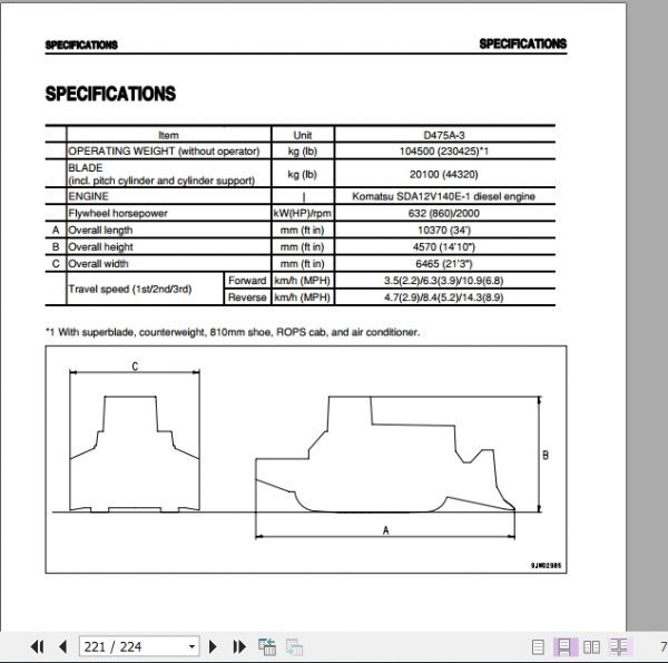 Komatsu Bulldozer D475A 3 10685 and up Operator Maintenance Manual EN SEAM022005T 4