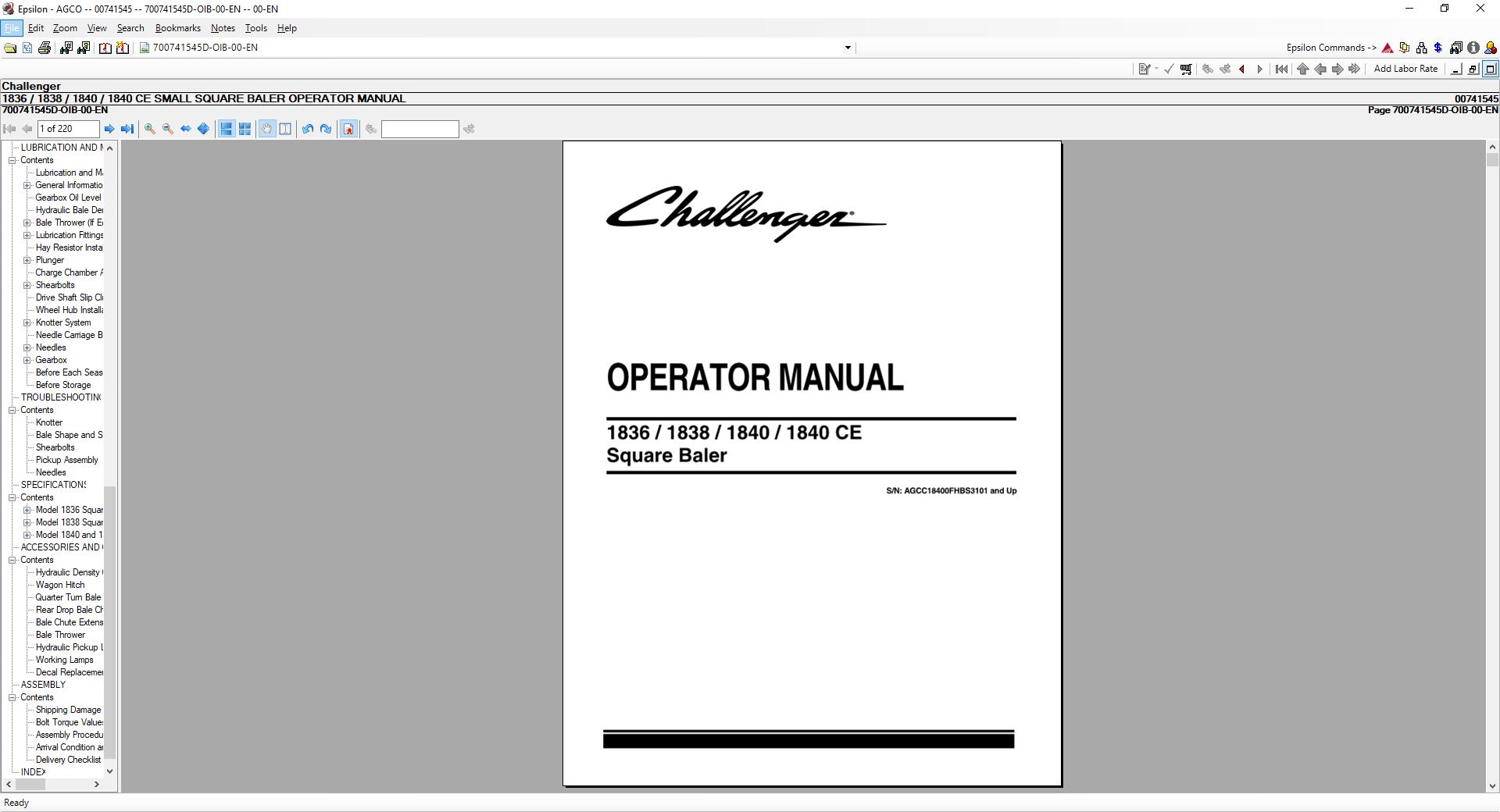 Challenger AG Europe Parts Catalog Workshop Service Manuals 05201911
