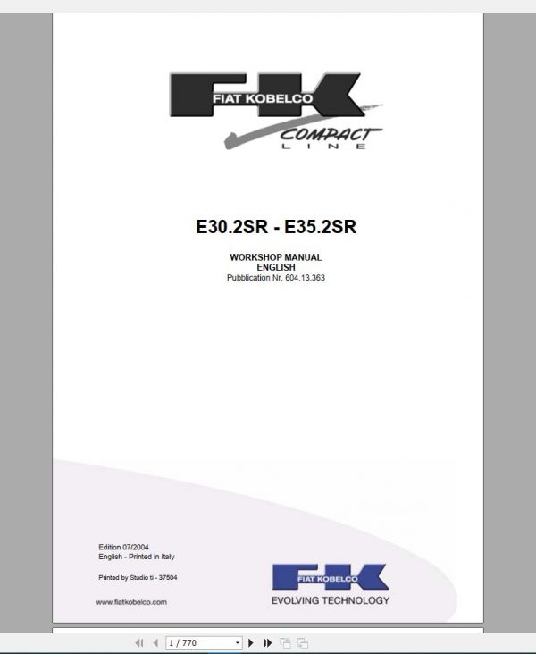 Fiat Kobelco Full Service Manual DVD8