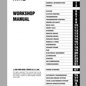 HINO Truck Workshop Manuals 2003 CD4