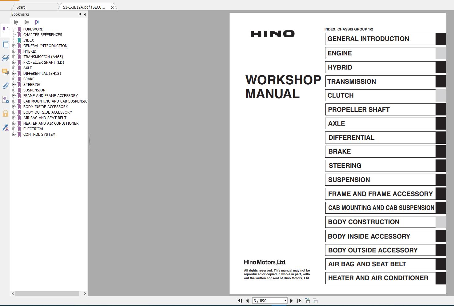 HINO Truck Workshop Manuals 2012 CD2