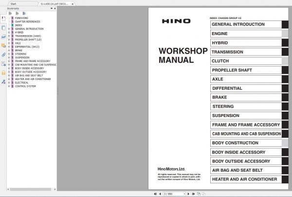HINO Truck Workshop Manuals 2013 CD4