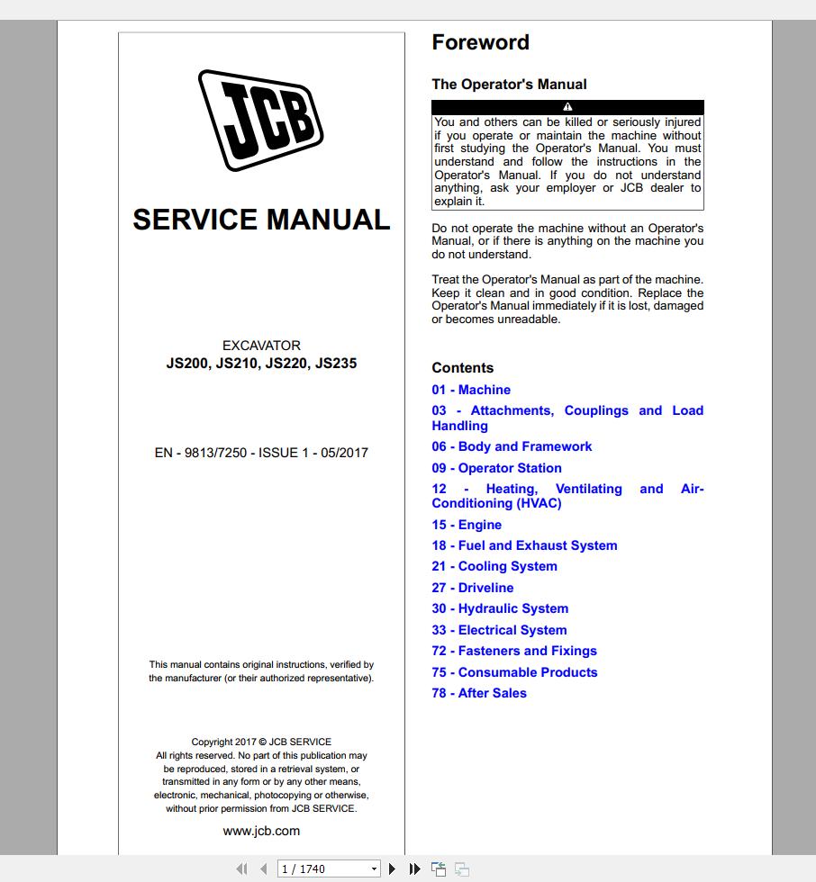 JCB Excvator JS200JS210JS220JS235 T23 Electronic Engine Service Manual1