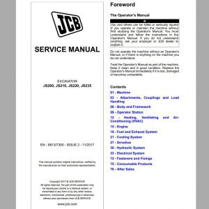 JCB Excvator JS200JS210JS220JS235 T4i Service Manual1