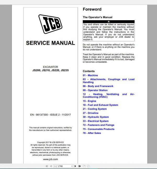 JCB Excvator JS200JS210JS220JS235 T4i Service Manual1