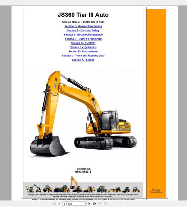 JCB Excvator JS360 Tier 3 Isuzu Service Manual1
