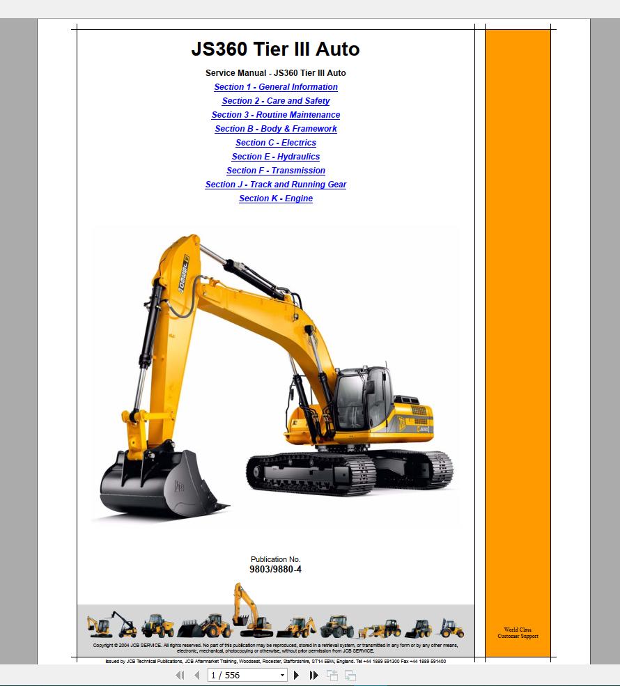 JCB Excvator JS360 Tier 3 Isuzu Service Manual1