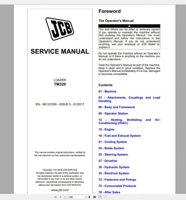JCB TeleTruk Service Manual New Models Updated 2018 CD2 1