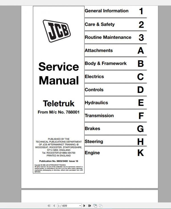 JCB TeleTruk Service Manual New Models Updated 2018 CD4 1