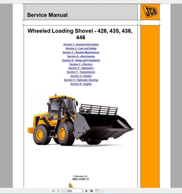 JCB Wheeled Loading Shovel 426435436446 Service Manual1