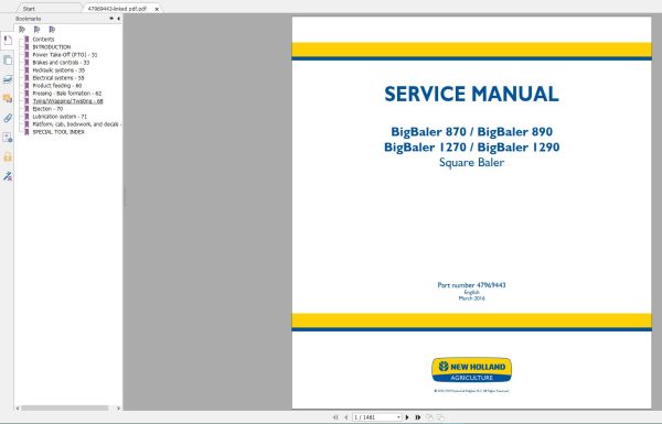New Holland Agriculture Equipment Baler Service Manuals (10)