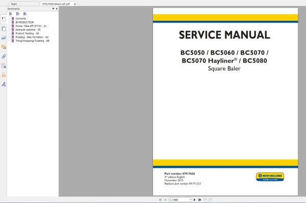New Holland Agriculture Equipment Baler Service Manuals (6)