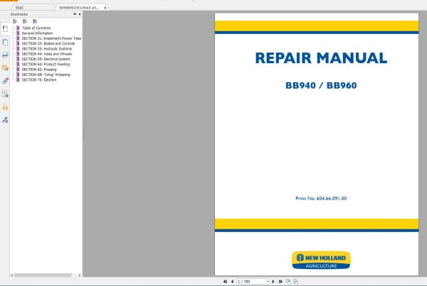 New Holland Agriculture Equipment Baler Service Manuals (8)