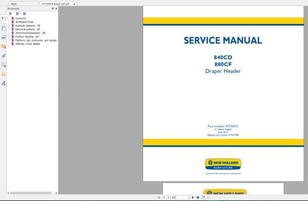 New Holland Agriculture Equipment Header Service Manuals (7)