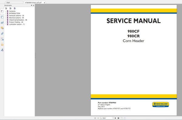 New Holland Agriculture Equipment Header Service Manuals (8)