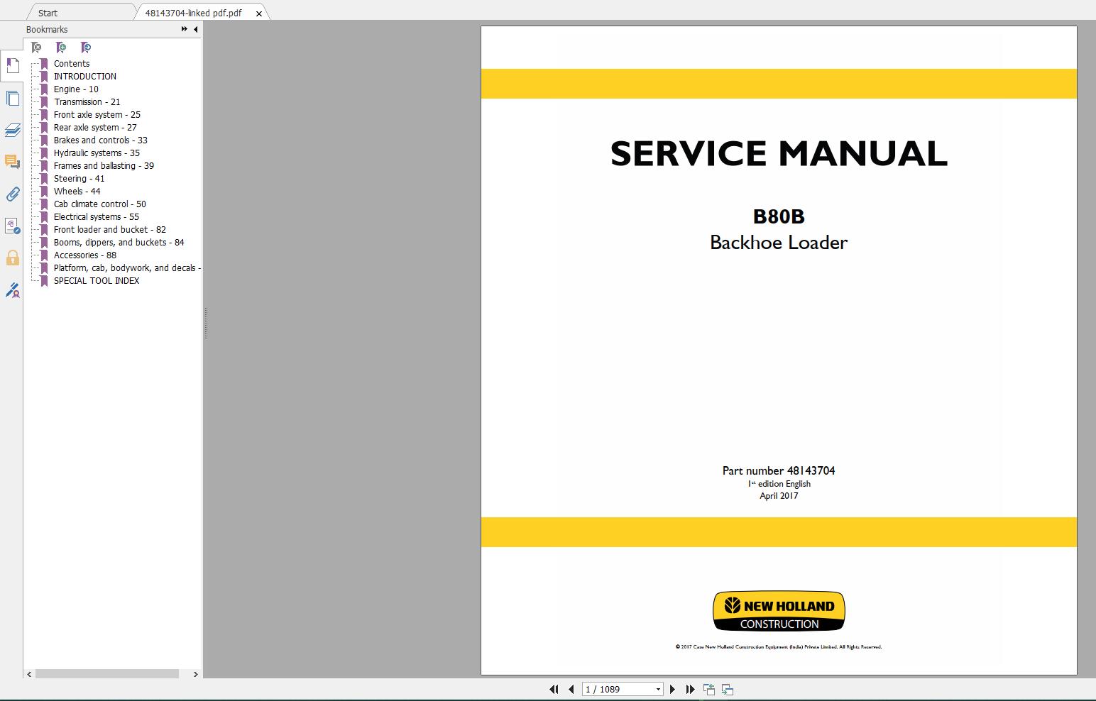 New Holland Construction Equipment Backhoe Loader Service Manuals (2)