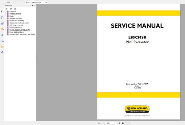 New Holland Construction Equipment Excavator Service Manuals DVD (9)