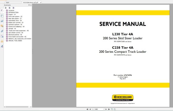 New Holland Construction Equipment Skid Steer Service Manuals (5)