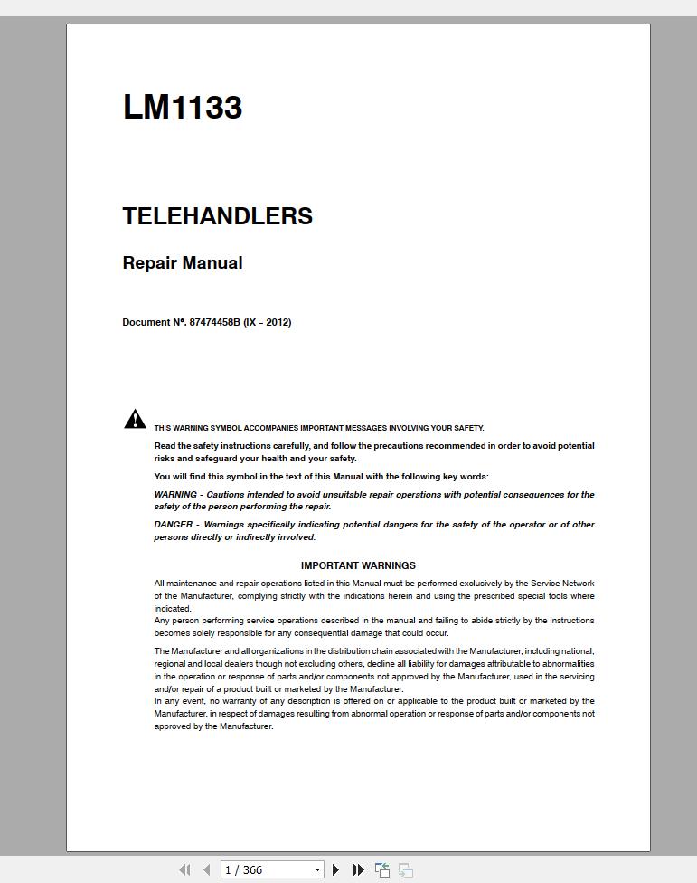 New Holland Construction Equipment Telehandlers Service Manuals (10)