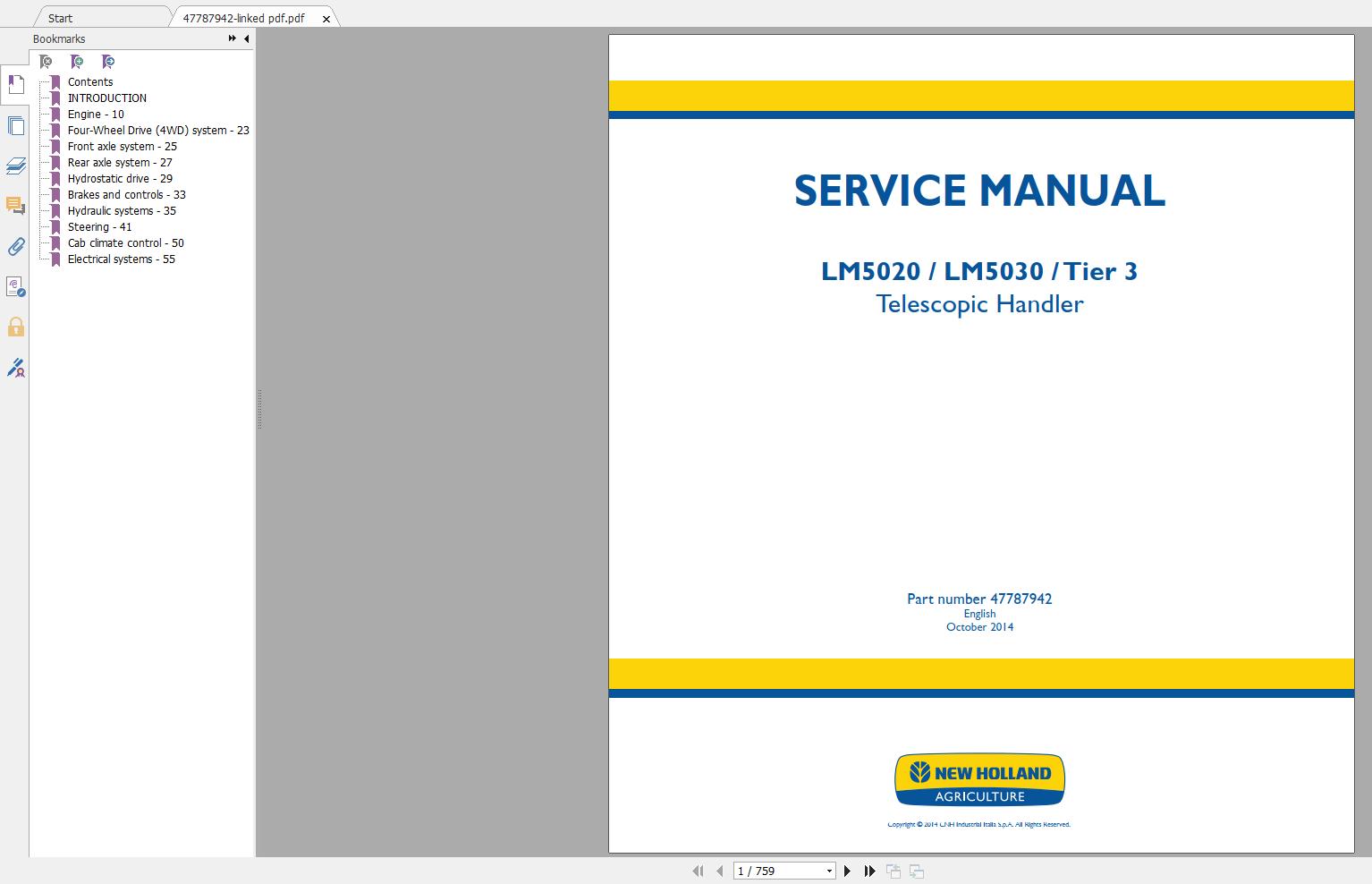 New Holland Construction Equipment Telehandlers Service Manuals (8)