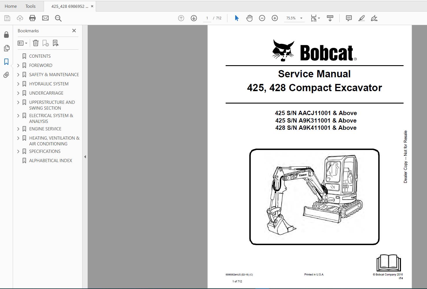 Bobcat Excavator Service Library 2017 DVD6