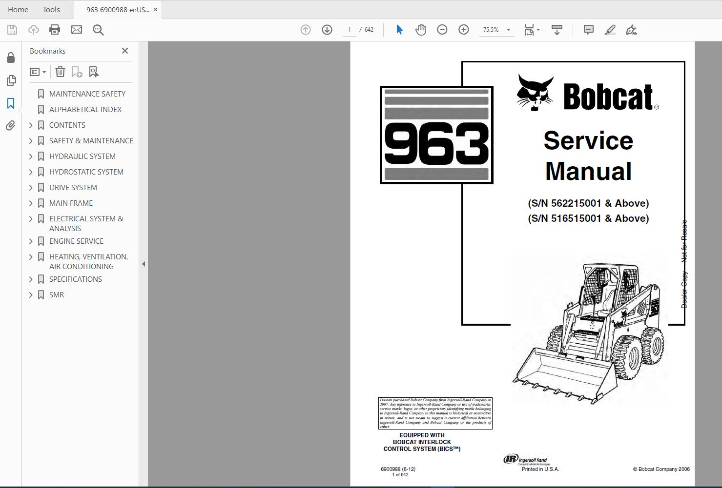 Bobcat Loader Service Library 2017 DVD8