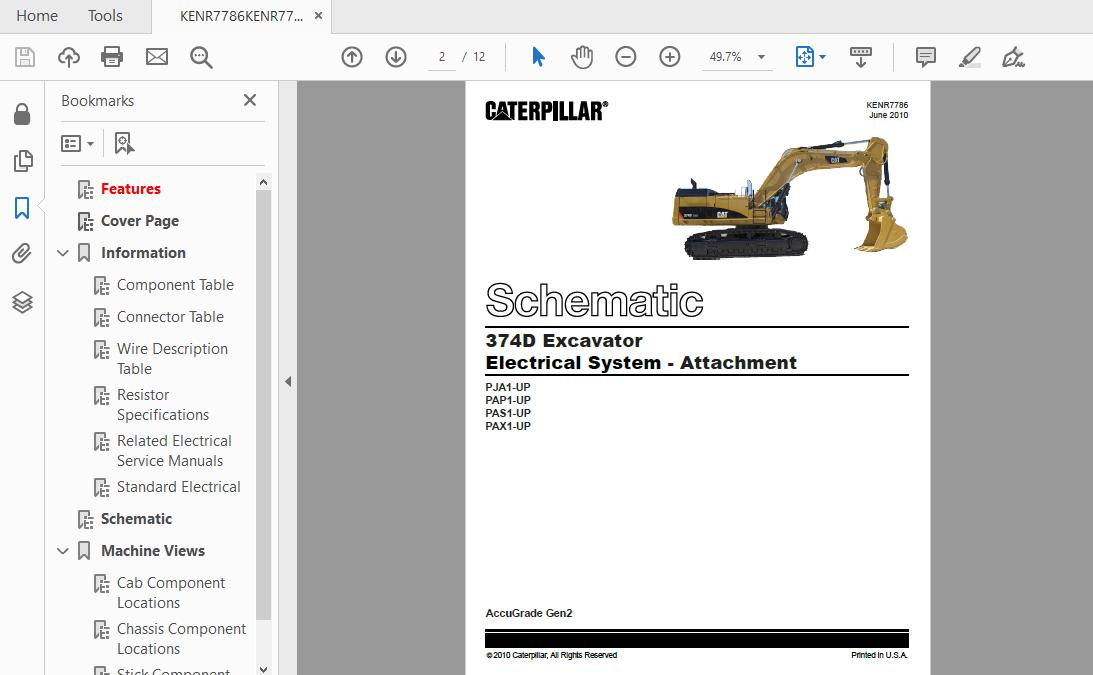 CAT 347D PAP1 UP Excavator Hydraulic Electrical System Attachment 2