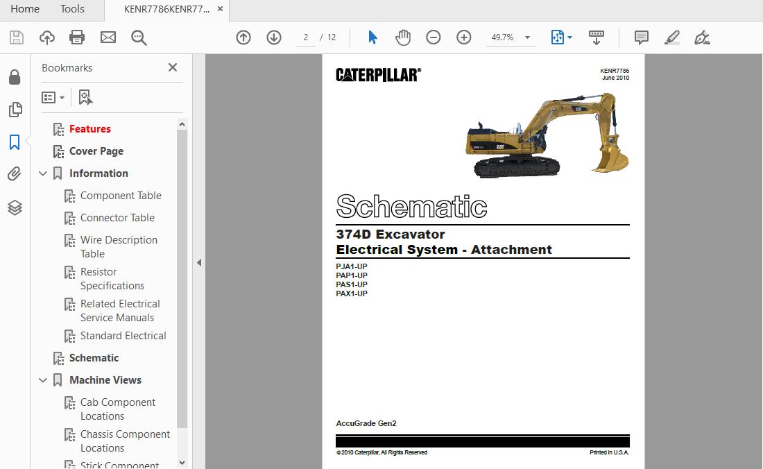 CAT 347D PAX1 UP Excavator Hydraulic Electrical System Attachment 2