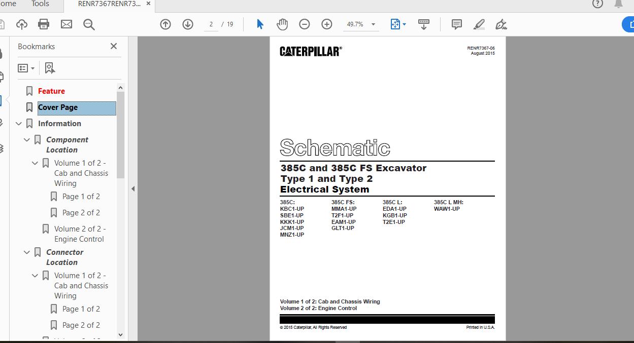 CAT 365C 385C EDA1 UP Excavator Hydraulic Electrical System Attachment 3