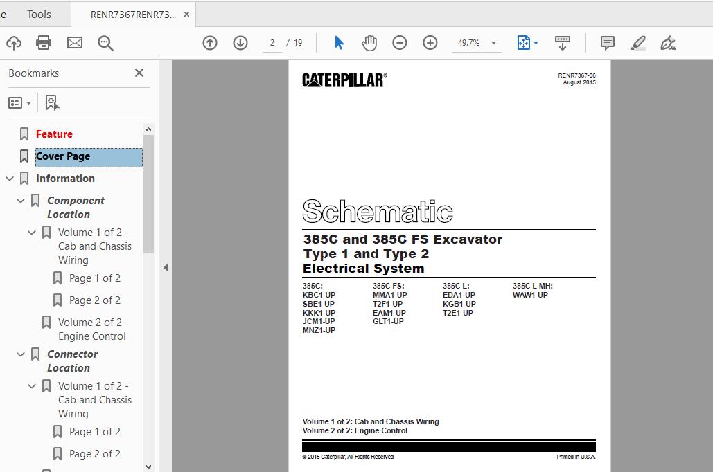 CAT 365C 385C JCM1 UP Excavator Hydraulic Electrical System Attachment 4
