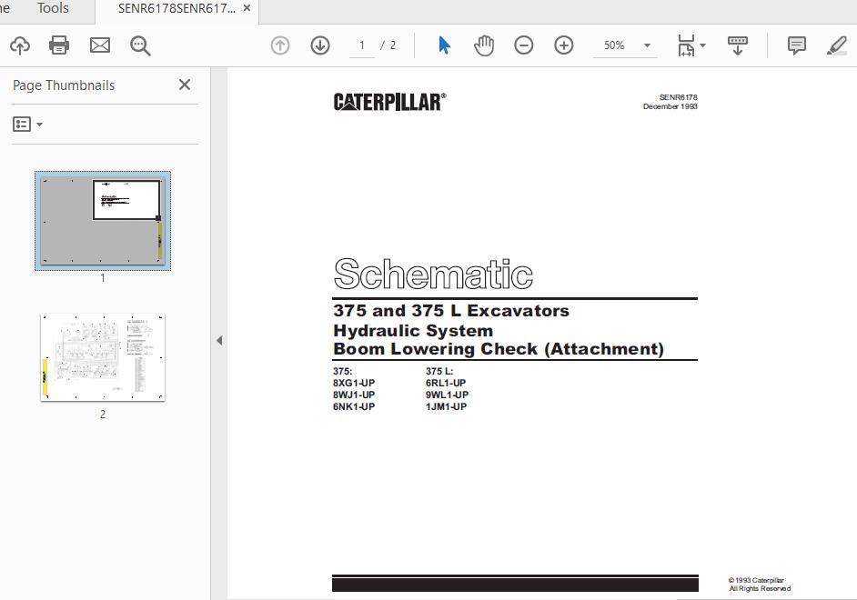 CAT 375 375L 8WJ91 UP Excavator Hydraulic Electrical System Attachment 3