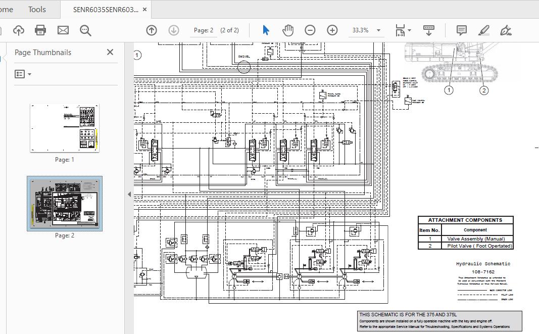 CAT 375 375L 8XG91 UP Excavator Hydraulic Electrical System Attachment 1