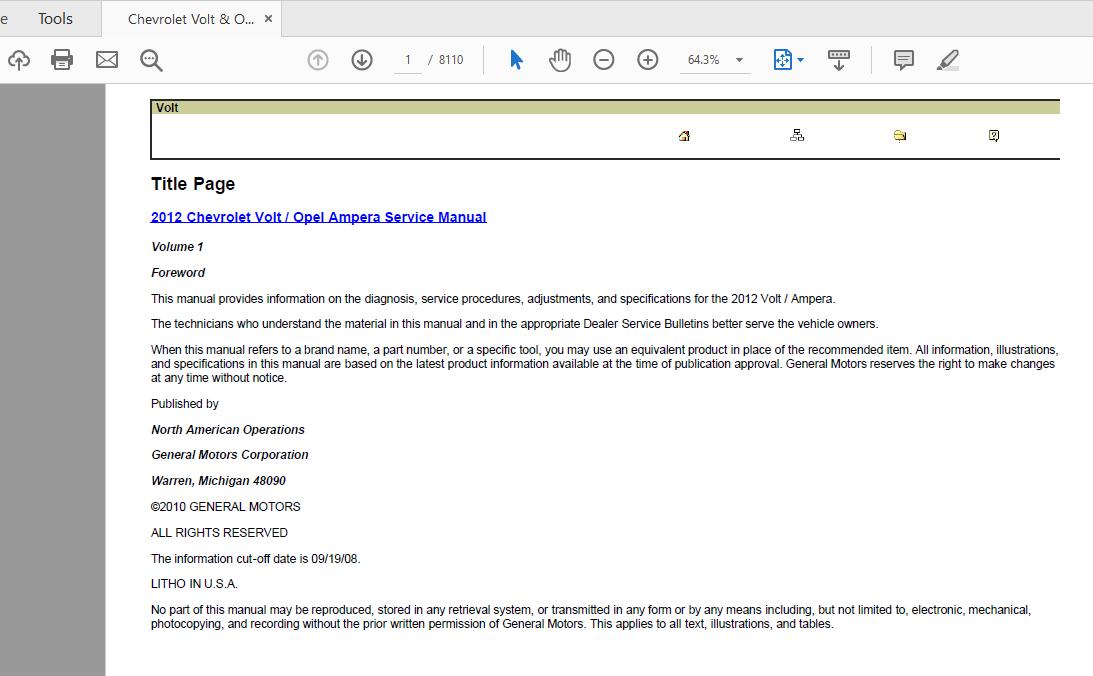 Chevrolet Volt Opel Ampera Service Manual 2012 1