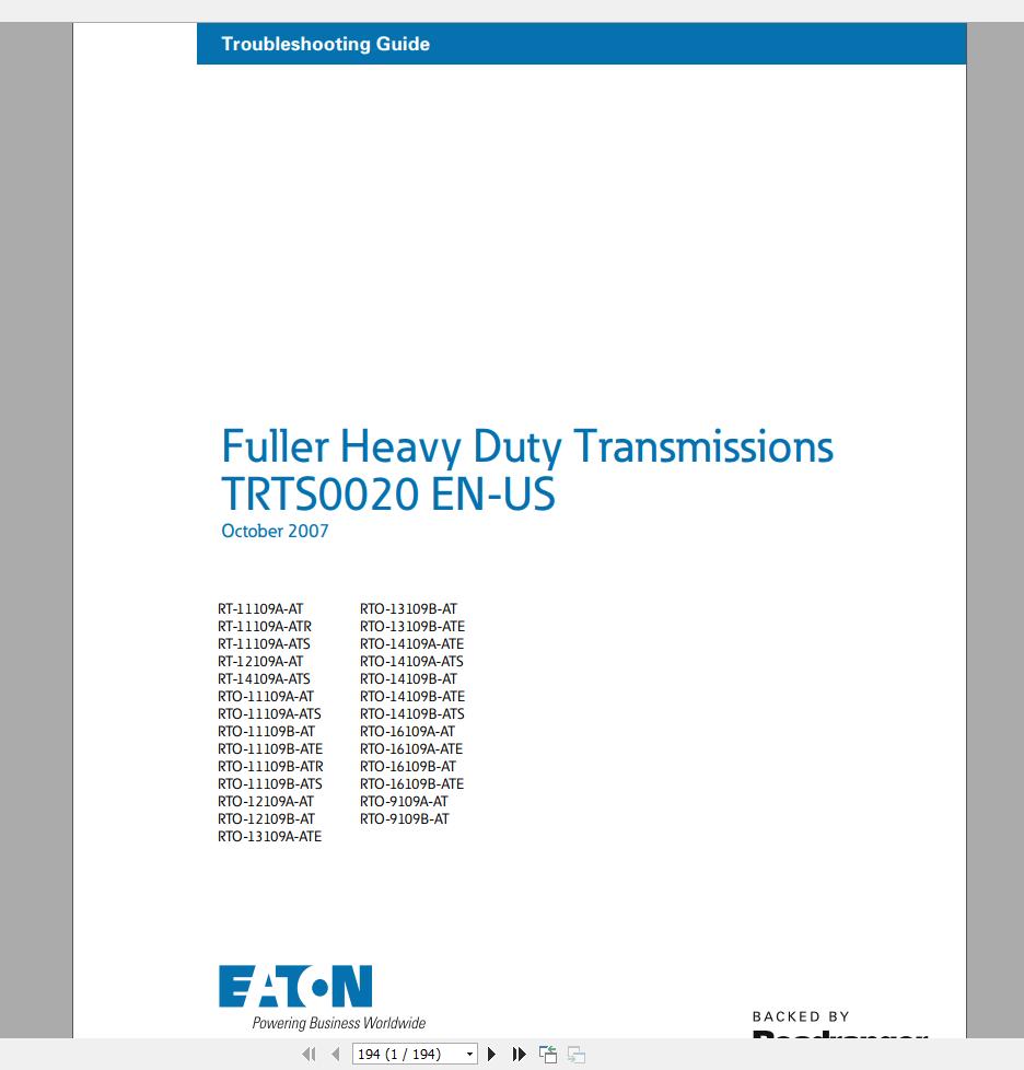 Eaton Fuller Service Manuals CD3