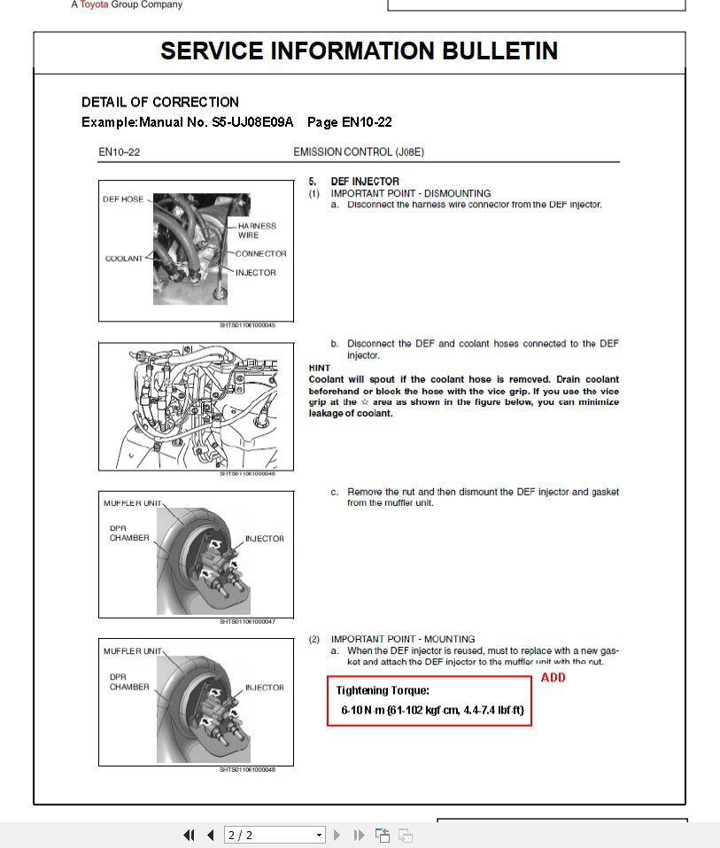 HINO Truck All Series Service Bulletins Service Manual Updates 2019 EN 4