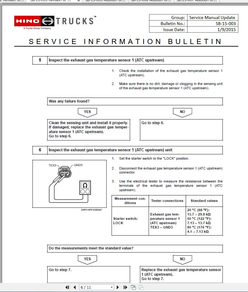 HINO Truck All Series Service Bulletins Service Manual Updates 2019 EN 6