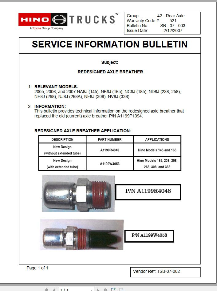 HINO Truck All Series Technical Bulletins Chassis Updates 2019 EN 5