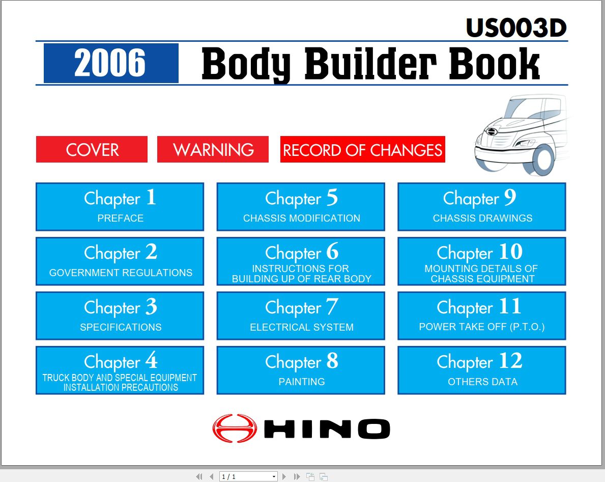 HINO Truck Body Builder Book All 2006 Manuals Guides EN 1