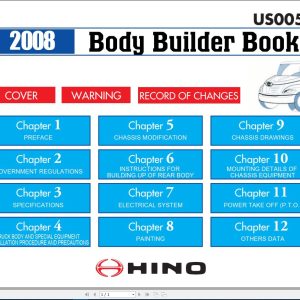 HINO Truck Body Builder Book US005A Manuals Guides 2008 EN 1