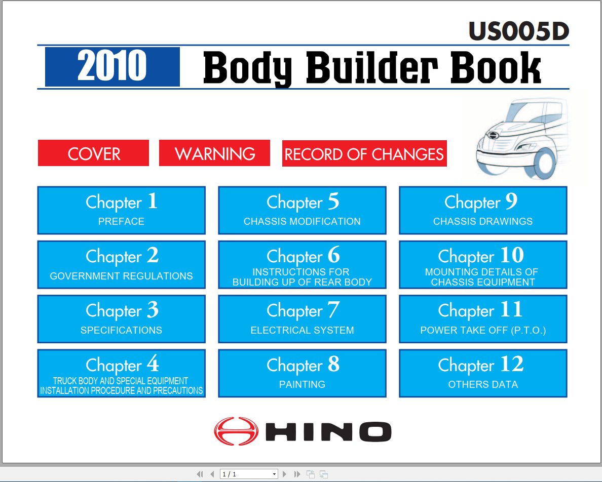 HINO Truck Body Builder Book US005D Manuals Guide 2010 EN 1