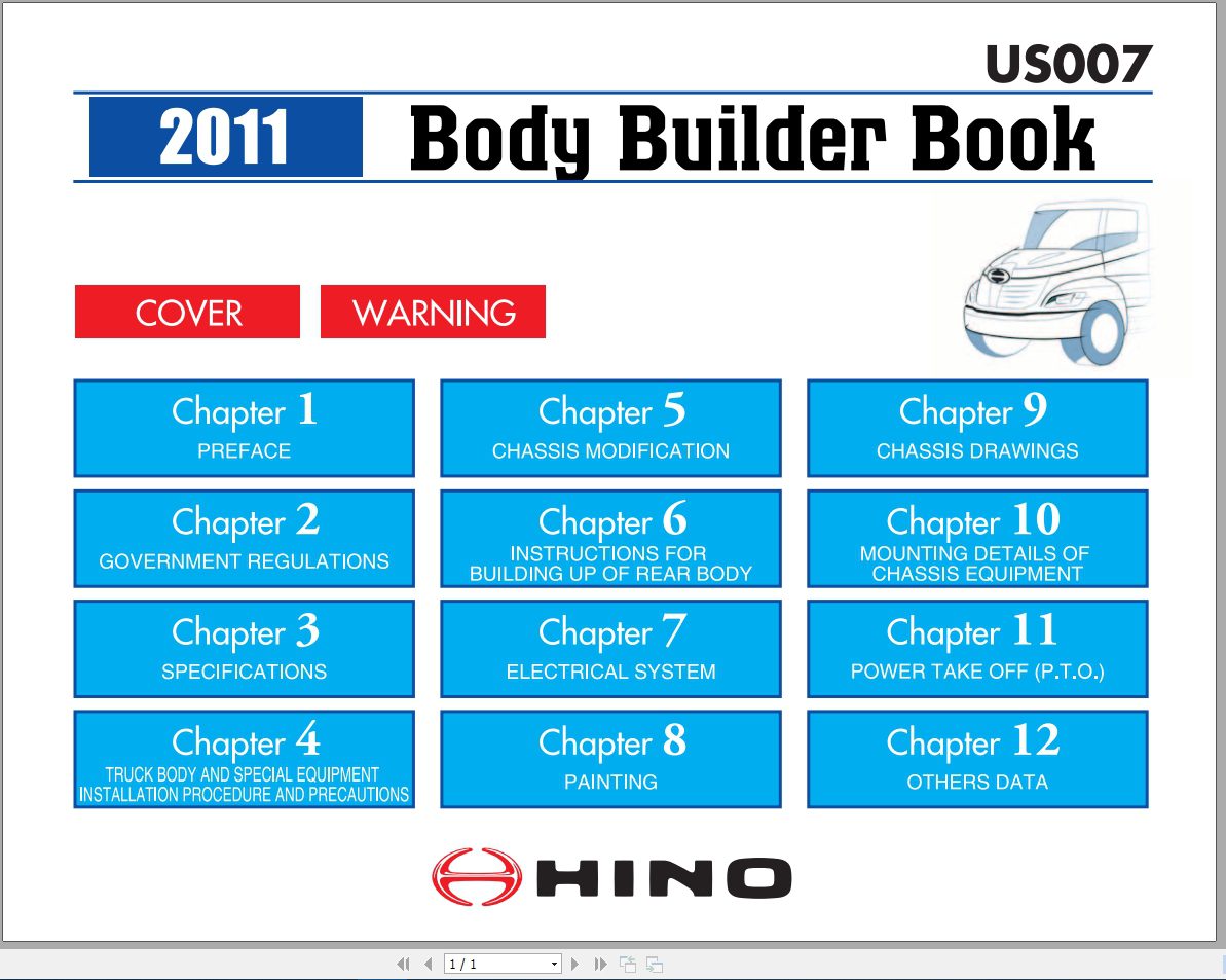 HINO Truck Body Builder Book US007 Manuals Guide 2011 EN 1