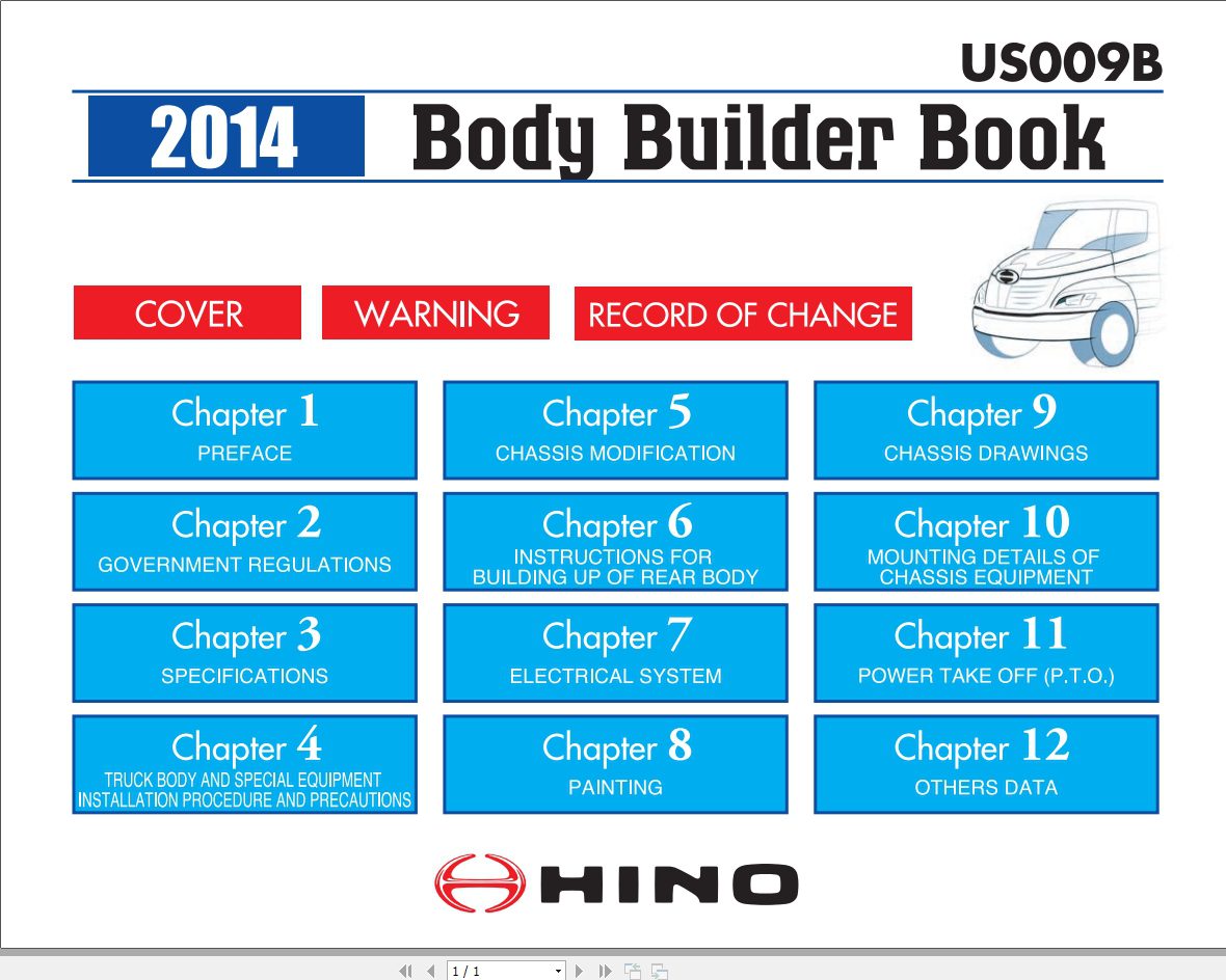HINO Truck Body Builder Book US009B Manuals Guide 2014 EN 1