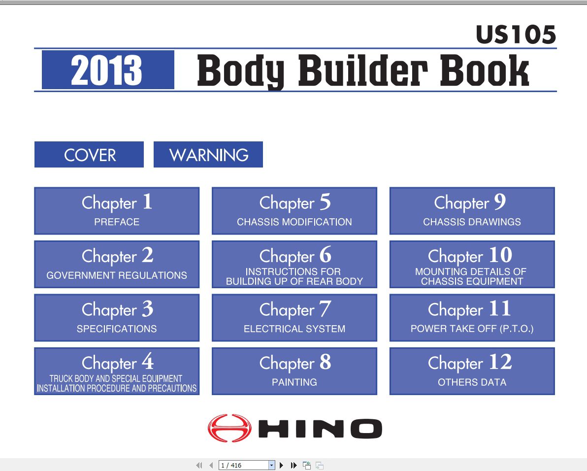HINO Truck Body Builder Book US105 2013 EN 1