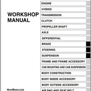 HINO Truck COE All Series J05E 155 155h 195 195h Workshop Manuals 2015 EN 1