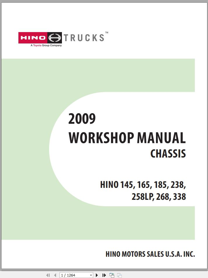HINO Truck Chassis 145 165 185 238 258LP 268 338 Workshop Manuals 2009 EN 1