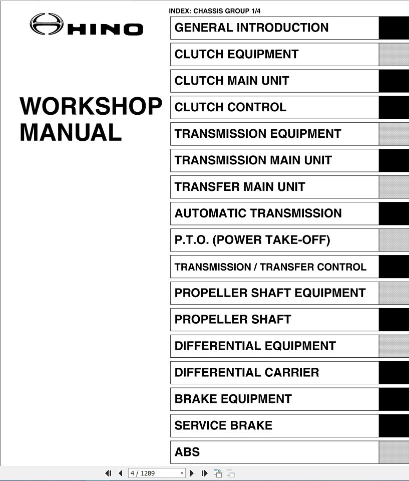 HINO Truck Chassis 145 165 185 238 258LP 268 338 Workshop Manuals 2010 EN 2