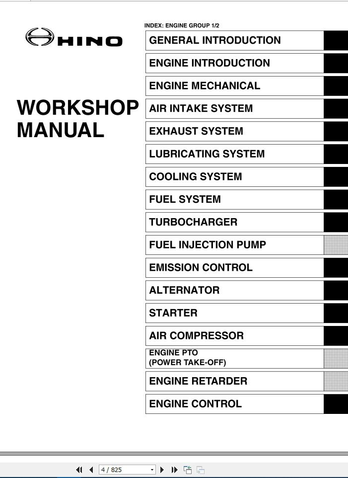 HINO Truck Engine All Series 145 165 185 238 258LP 268 338 Workshop Manuals 2010 EN 2