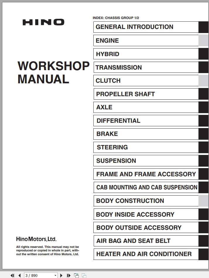 HINO Truck Engine All Series 155 155h 195 195h Workshop Manuals 2012 EN 2