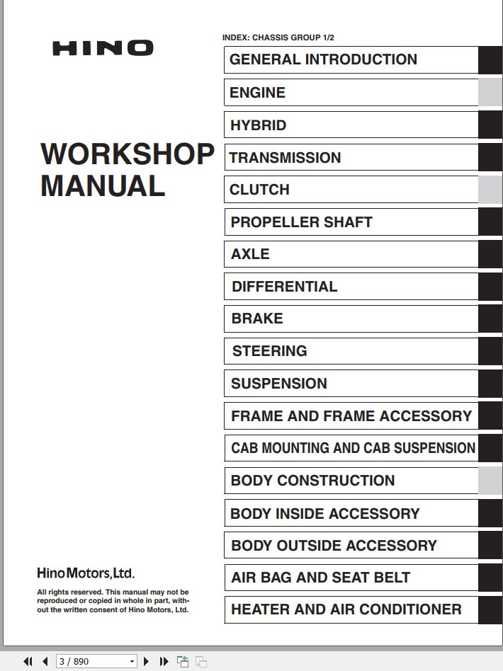 HINO Truck Engine All Series 155 155h 195 195h Workshop Manuals 2013 EN 1