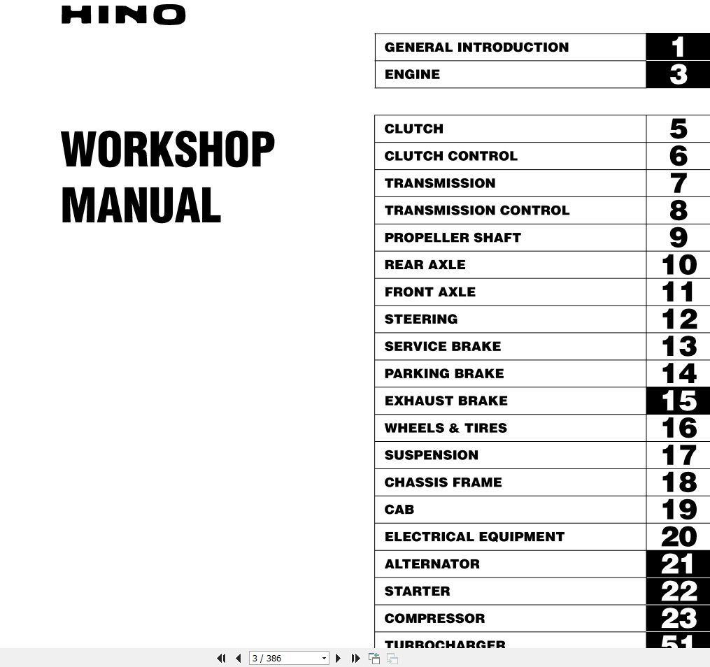 HINO Truck Engine All Series FD FE and SG Workshop Manuals 2004 EN 1